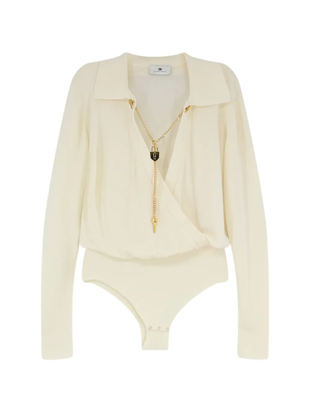 Elisabetta Franchi charm-detail wrap-front bodysuit - Neutrals