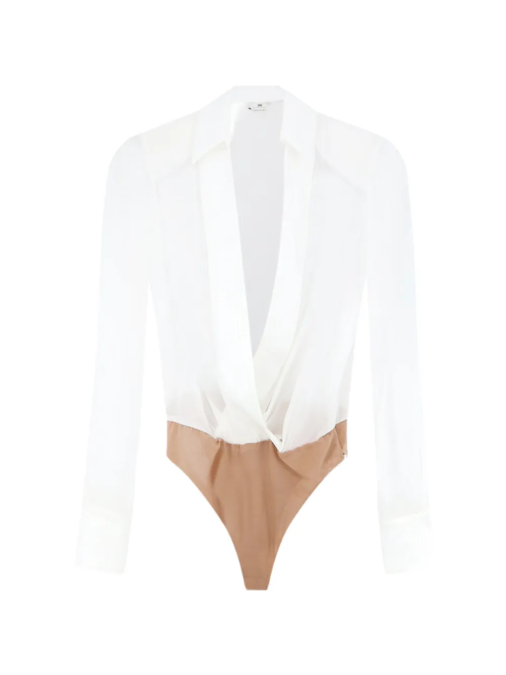 Elisabetta Franchi surplice-neck long-sleeved bodysuit Wit