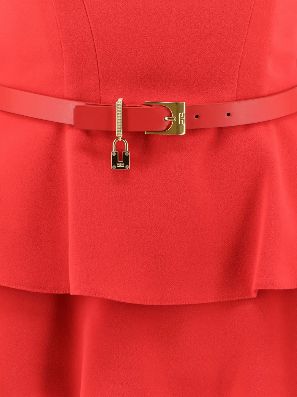 Elisabetta Franchi Gelaagde mini-jurk met ceintuur Rood