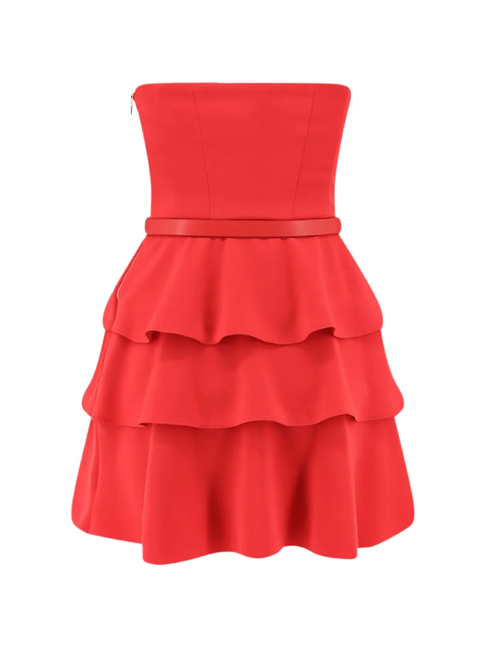 Elisabetta Franchi Gelaagde mini-jurk met ceintuur Rood