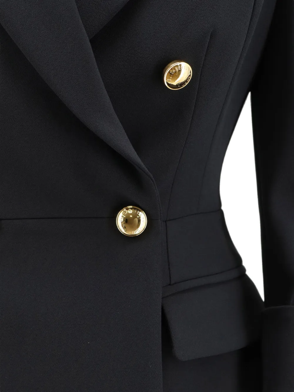 Elisabetta Franchi Blazer met dubbele rij knopen en puntige revers Zwart