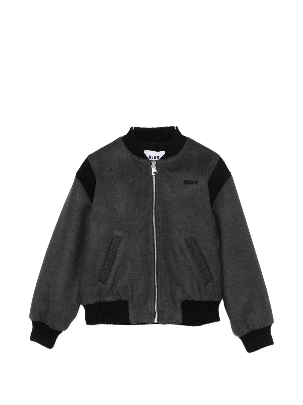 MSGM Kids logo-embroidered bomber jacket - Grigio
