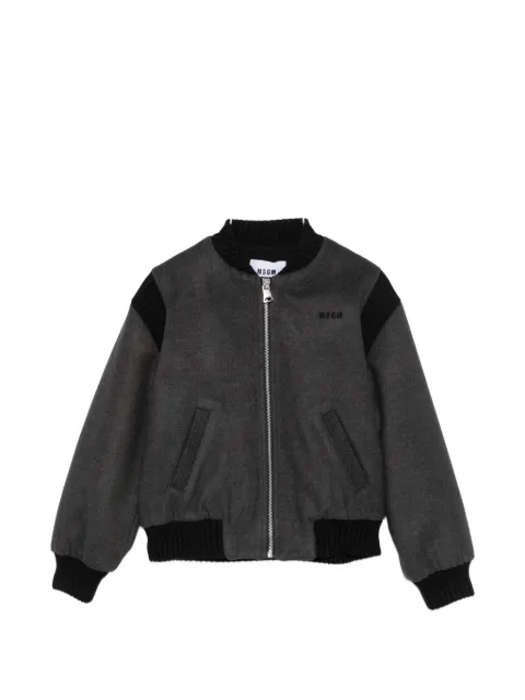 MSGM Kids logo-embroidered bomber jacket