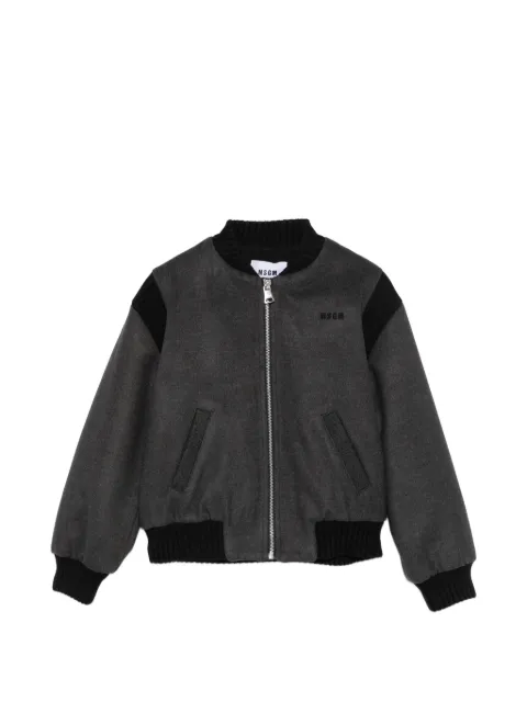 MSGM Kids logo-embroidered bomber jacket