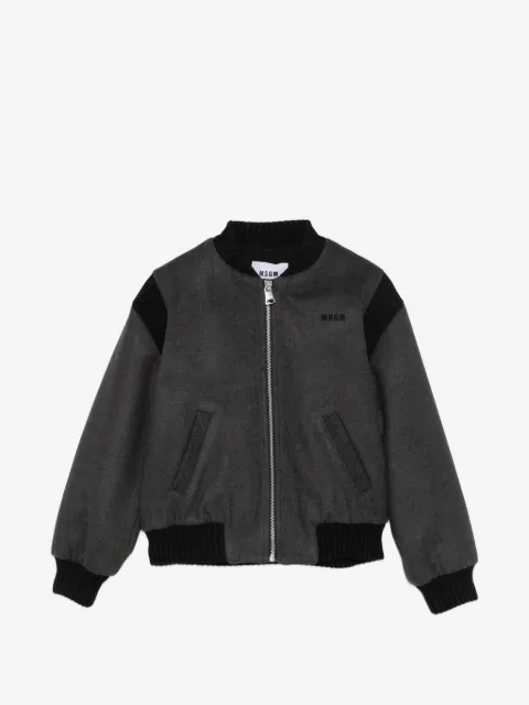 MSGM Kids logo-embroidered bomber jacket