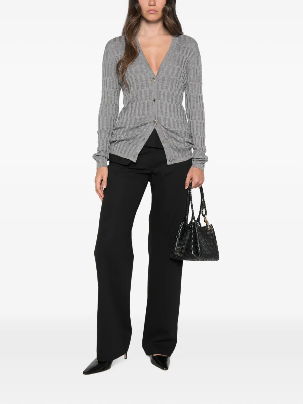 Fabiana Filippi Ribgebreid vest Grijs