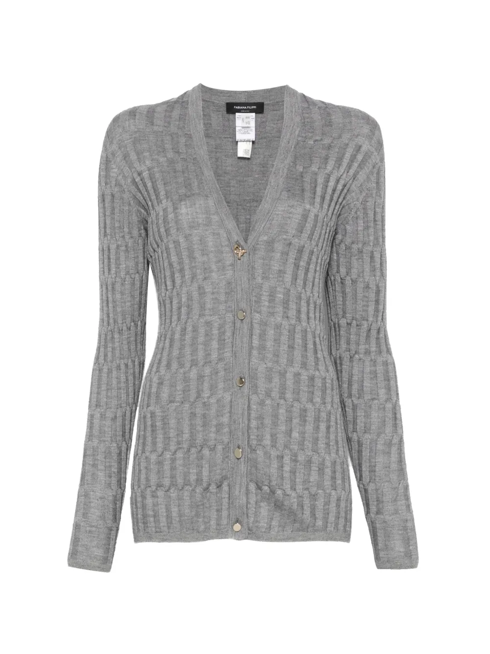 Fabiana Filippi ribbed-knit V-neck cardigan - Grigio