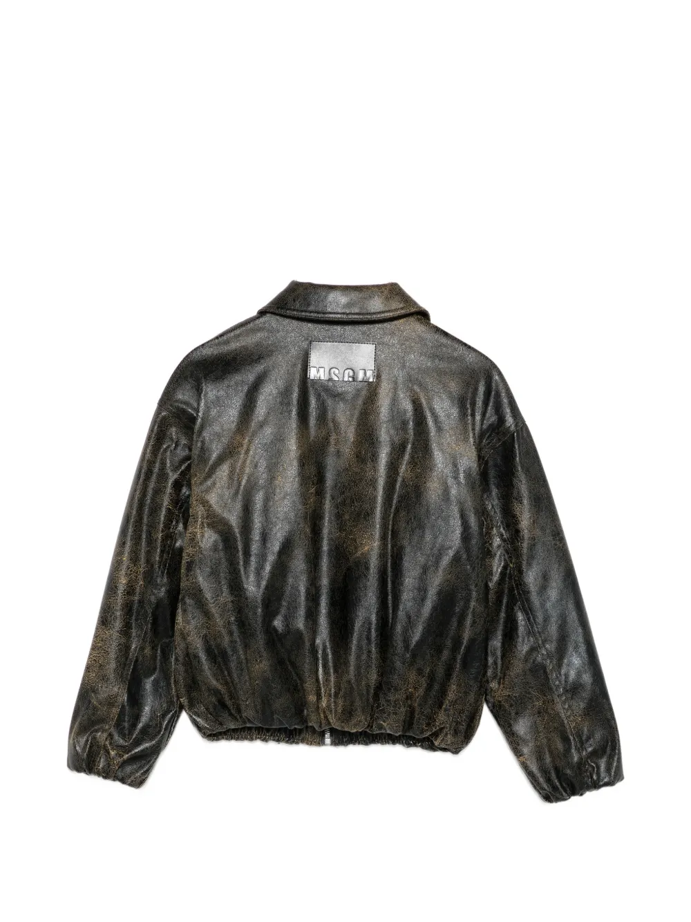 MSGM Kids Jack met logo-patch en gerafeld effect Zwart