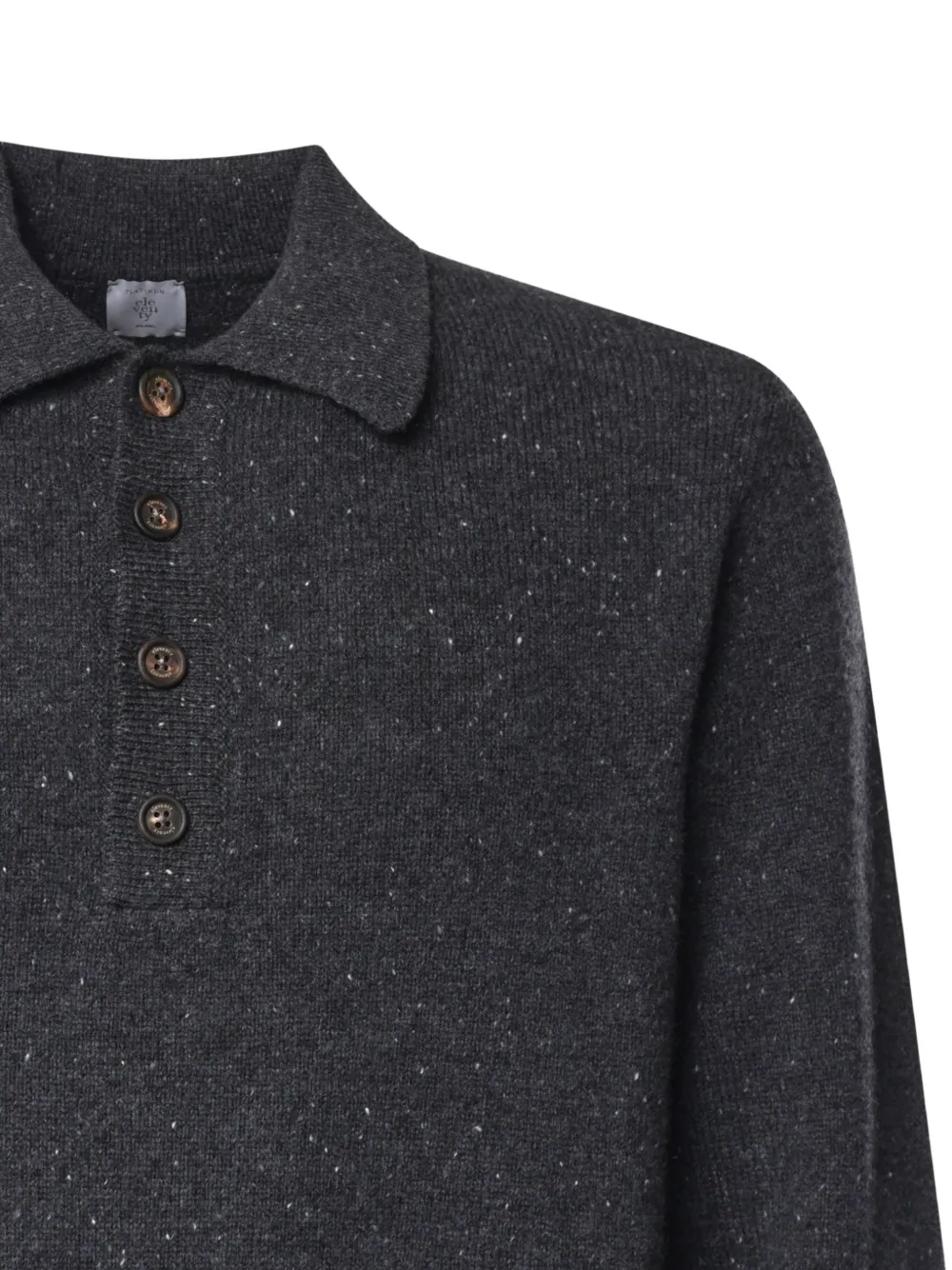 Eleventy flecked-knit merino-wool polo shirt Grijs
