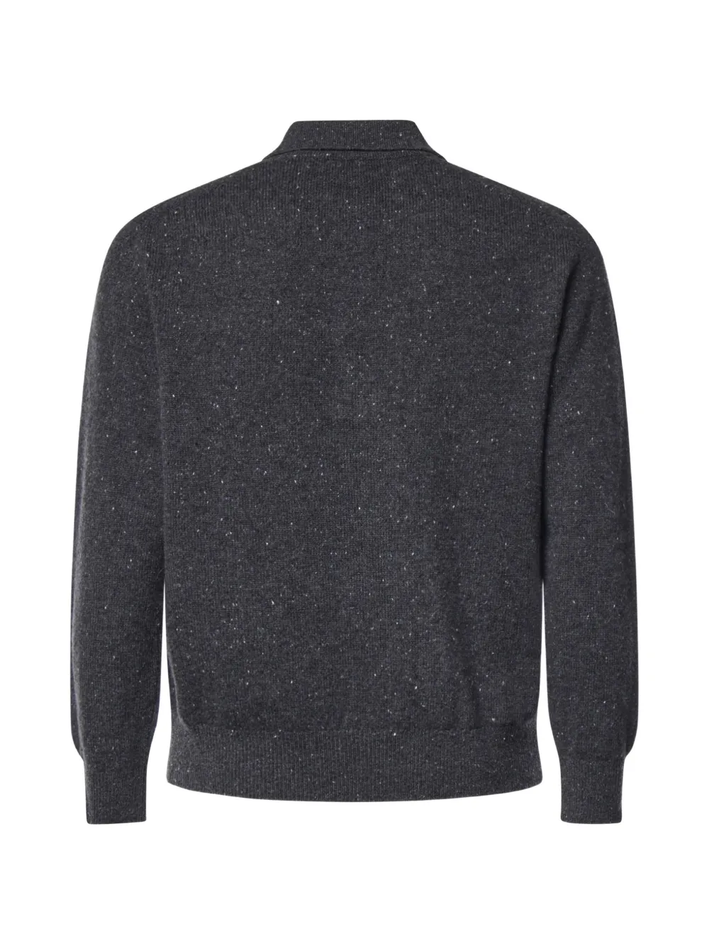 Eleventy flecked-knit merino-wool polo shirt Grijs
