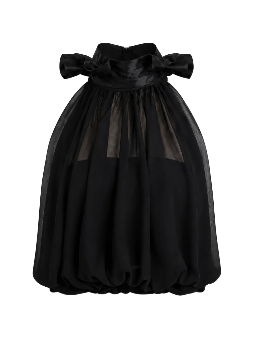 Gemy Maalouf Ruffled-collar Halterneck Blouse In Black