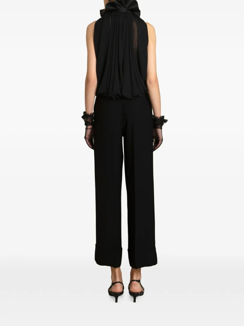 Gemy Maalouf Blouse met halternek en ruches Zwart
