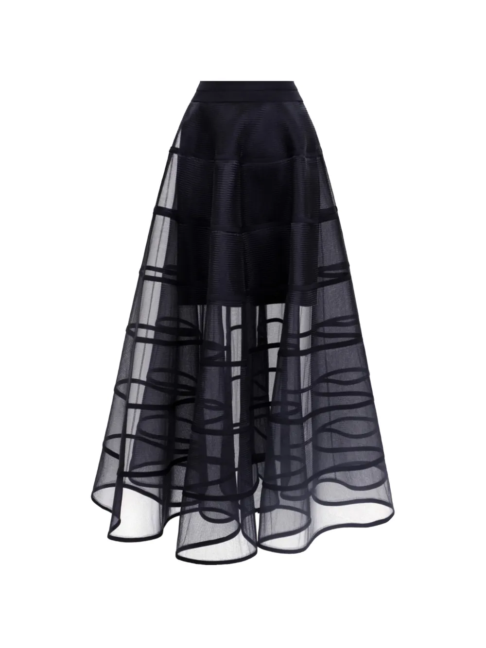 Gemy Maalouf Cage-like Sheer-panelled Midi Skirt In Blue