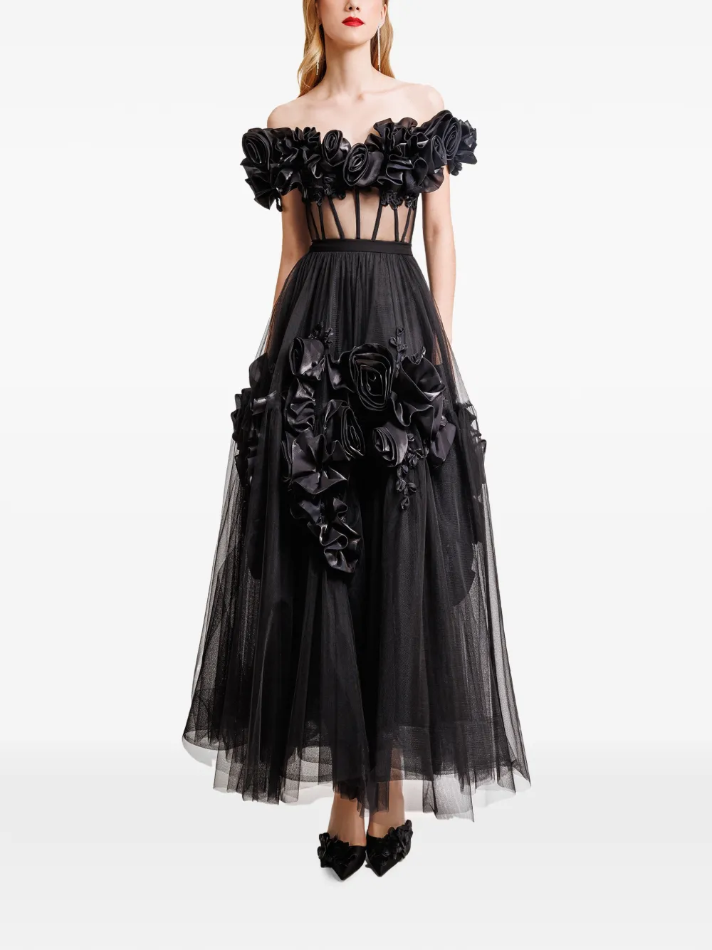 Gemy Maalouf Top met bloemenpatch Zwart