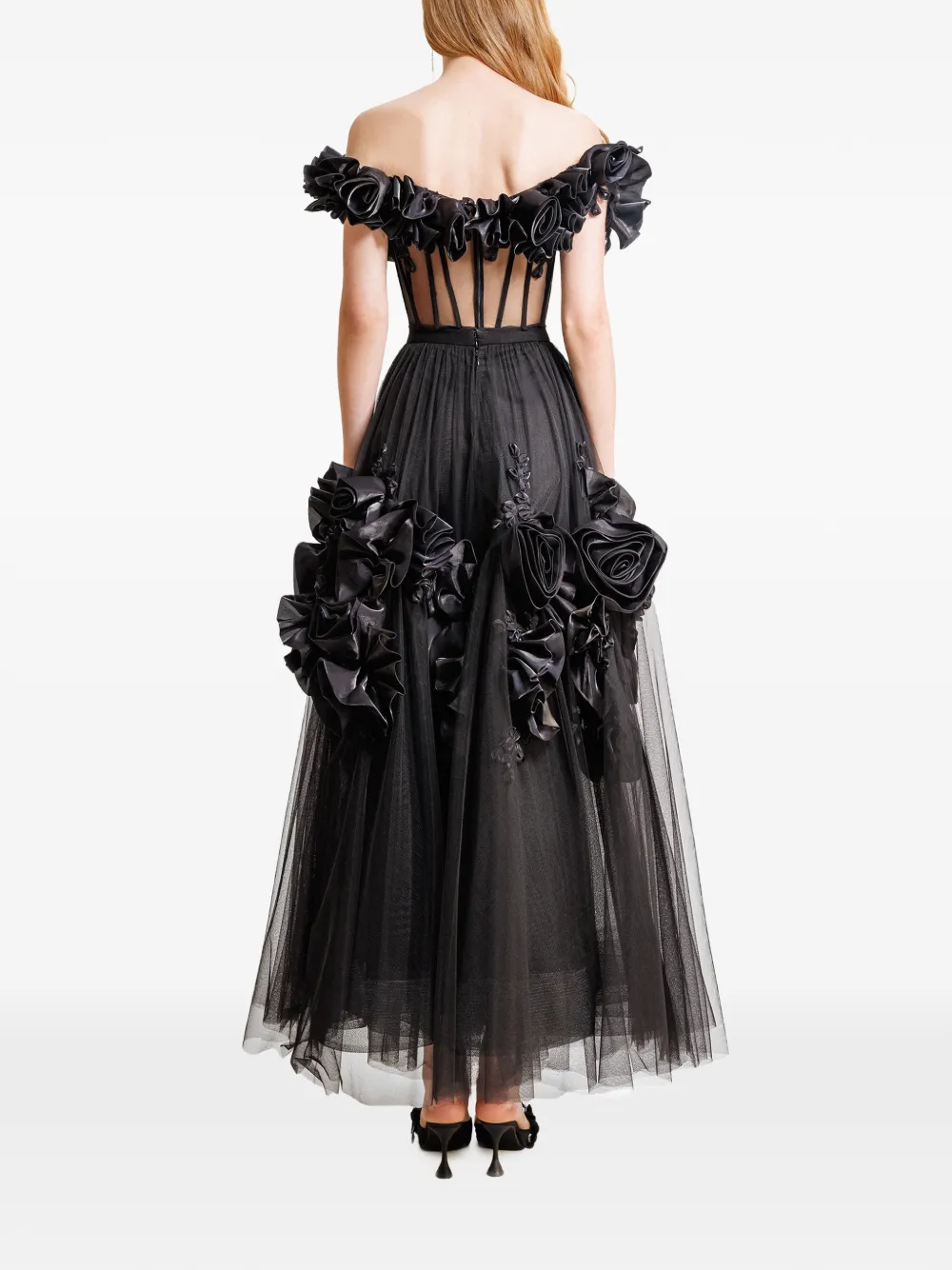 Gemy Maalouf Top met bloemenpatch Zwart