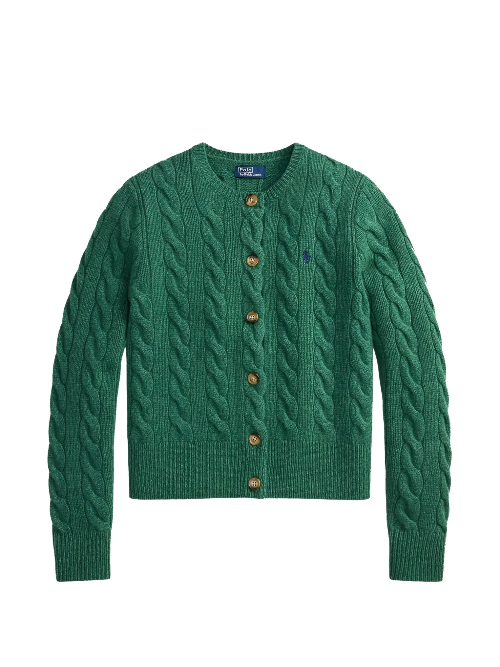 Polo Ralph Lauren cable-knit embroidered-logo cardigan - Verde