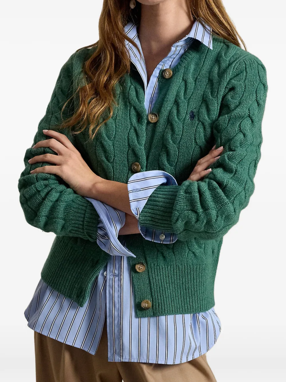 Polo Ralph Lauren Kabelgebreid vest met geborduurd logo Groen