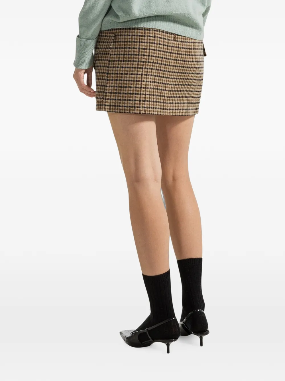 Seventy Geruite mini-rok met klepzak Bruin
