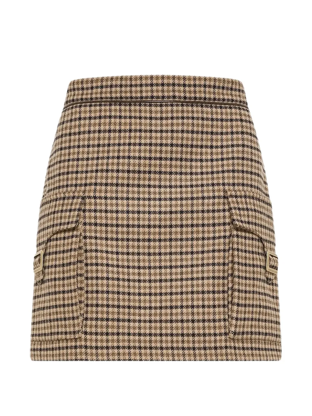 Seventy check-pattern flap-pocket mini skirt - Marrone