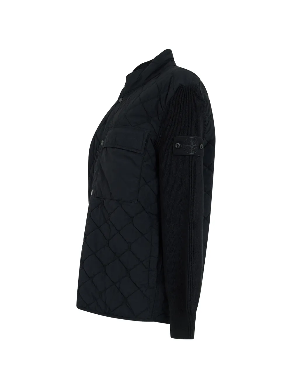 Stone Island quilted knitted-sleeve jacket Zwart