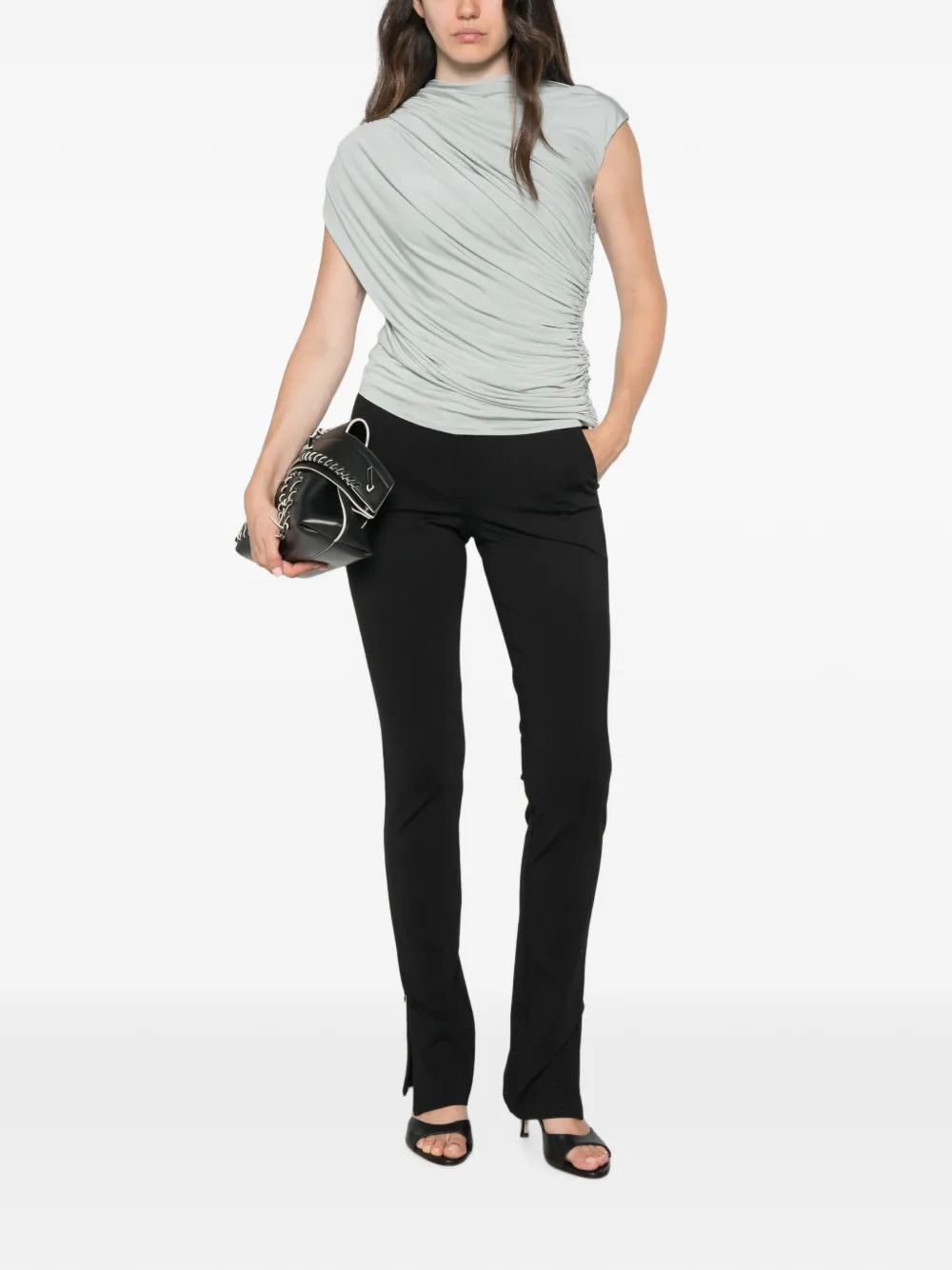 ERMANNO FIRENZE Slim-fit broek met ritszoom Zwart