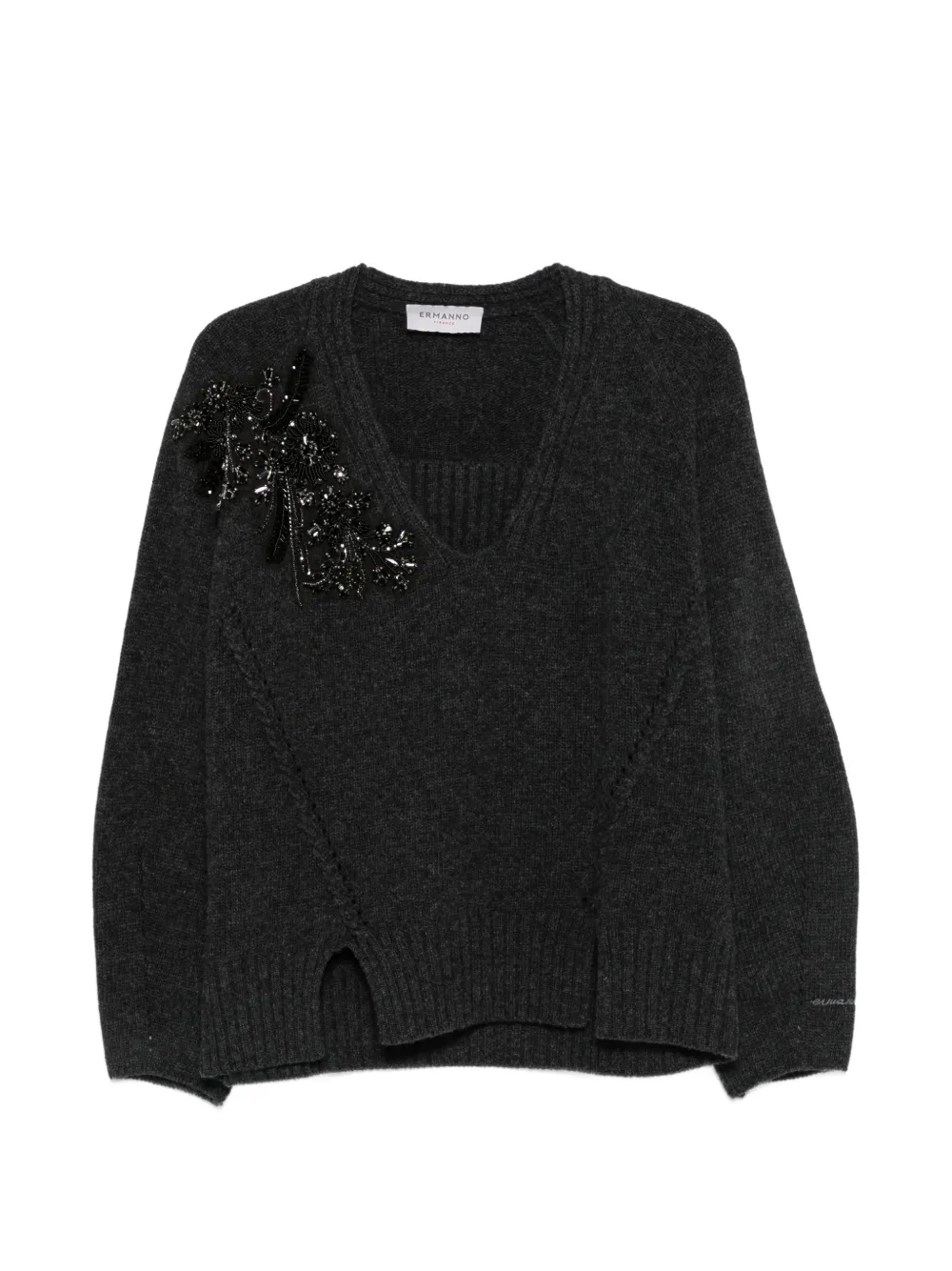 ERMANNO FIRENZE bead-embellished layered-effect sweater - Grigio