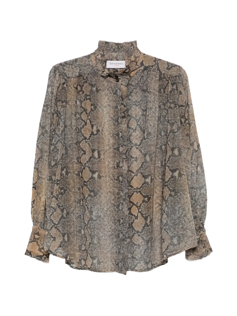 ERMANNO FIRENZE snake-print ruffled shirt - Nude