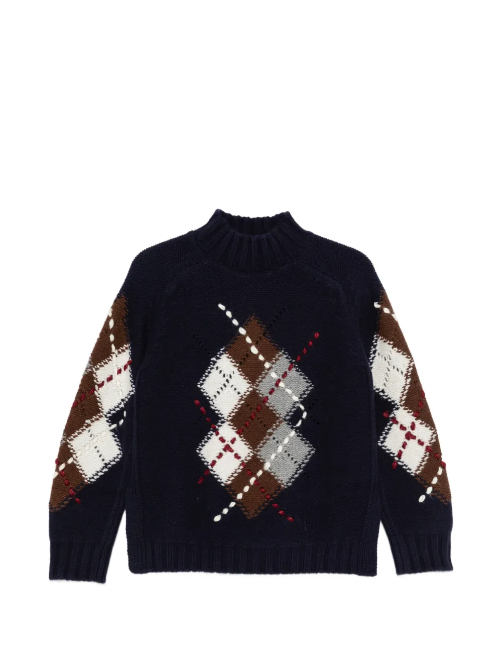 ERMANNO FIRENZE argyle-knit high-neck knit - Blu