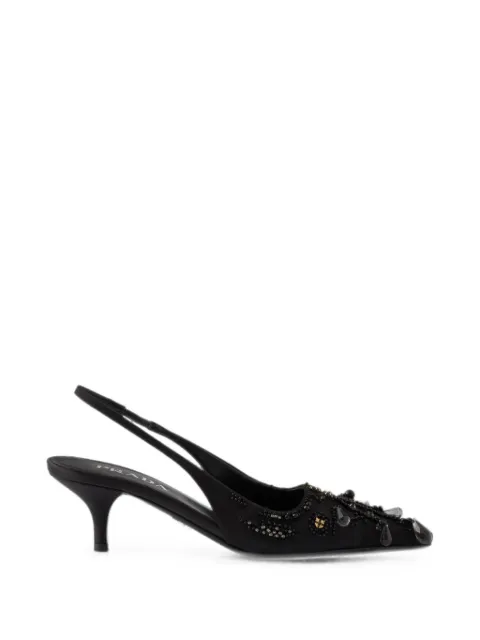 Prada zapatos de tacón bordados con tira en la parte posterior