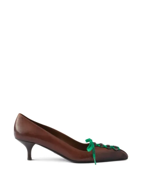 Prada antiqued leather pumps