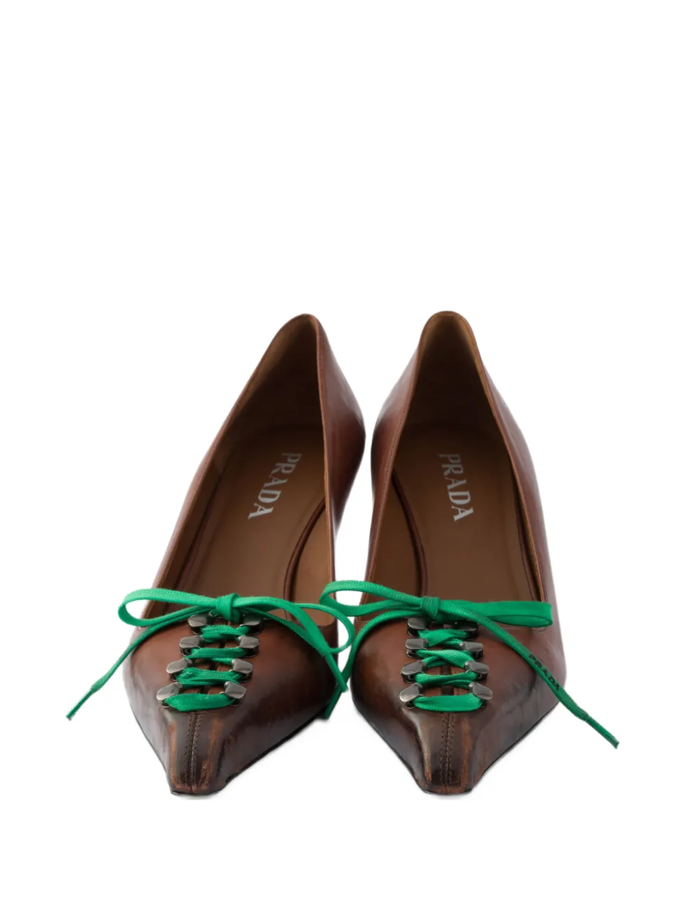 Prada antiqued leather pumps Bruin