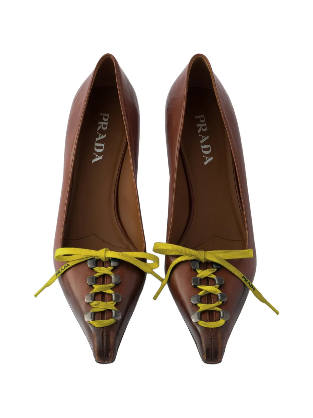 Prada antiqued leather pumps Bruin