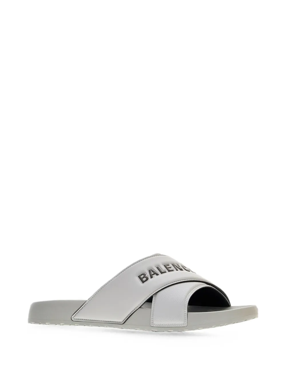 Balenciaga logo-embossed crossover-strap slippers Grijs
