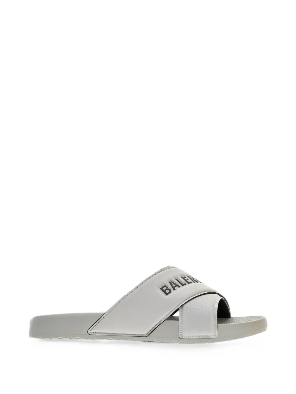 Balenciaga logo-embossed crossover-strap slippers - Grigio