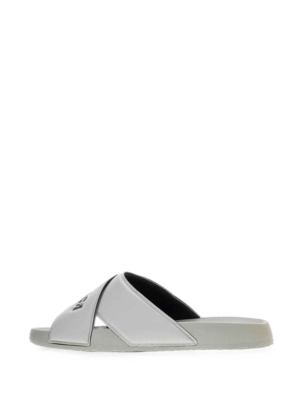 Balenciaga logo-embossed crossover-strap slippers Grijs