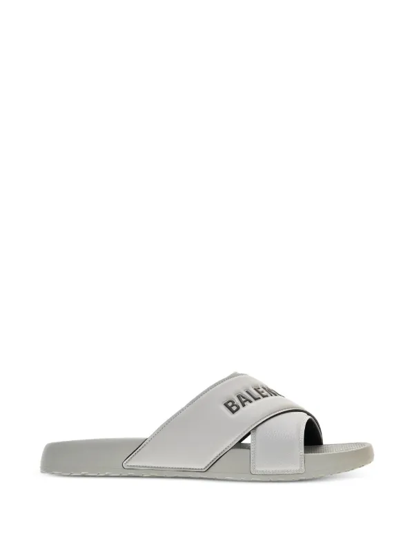 Balenciaga Sporty Pool Slides in Grey