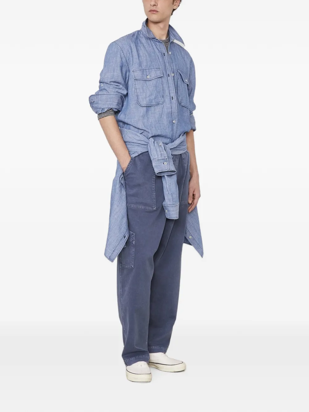 Officine Generale Button-up shirtjack met borstzak Blauw