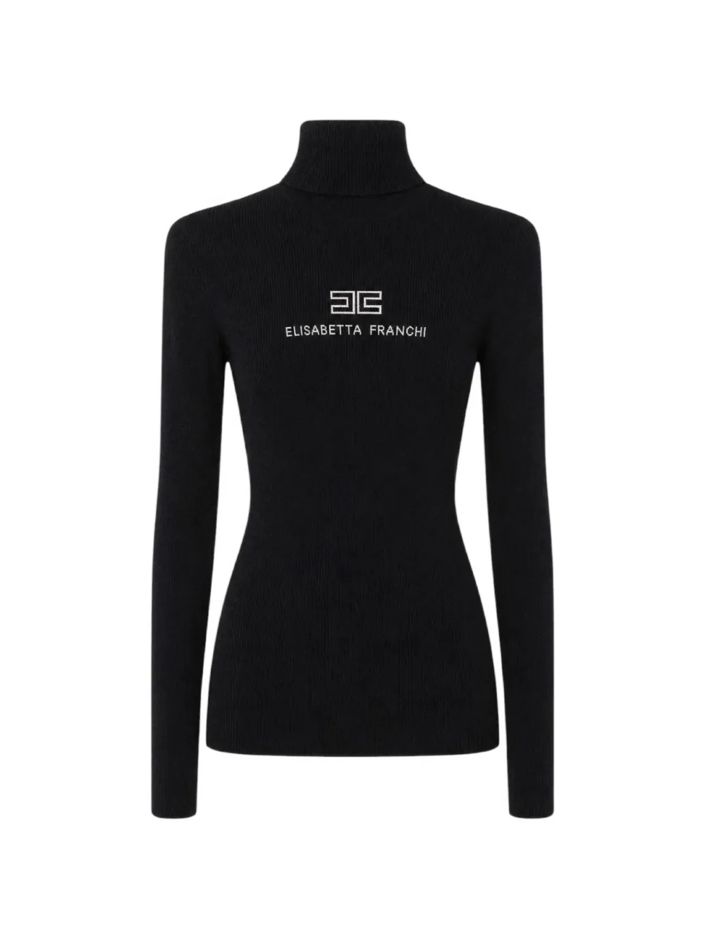 Elisabetta Franchi logo-embroidered ribbed-knit sweater - Schwarz
