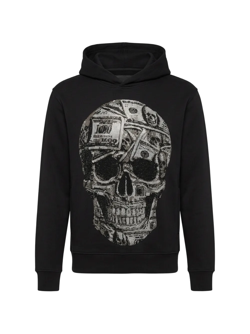 Philipp Plein crystal-embellished skull-motif hoodie - Black