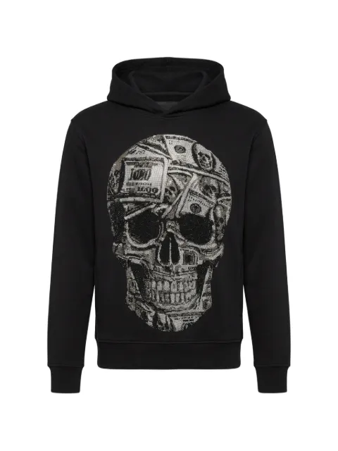 Philipp Plein crystal-embellished skull-motif hoodie