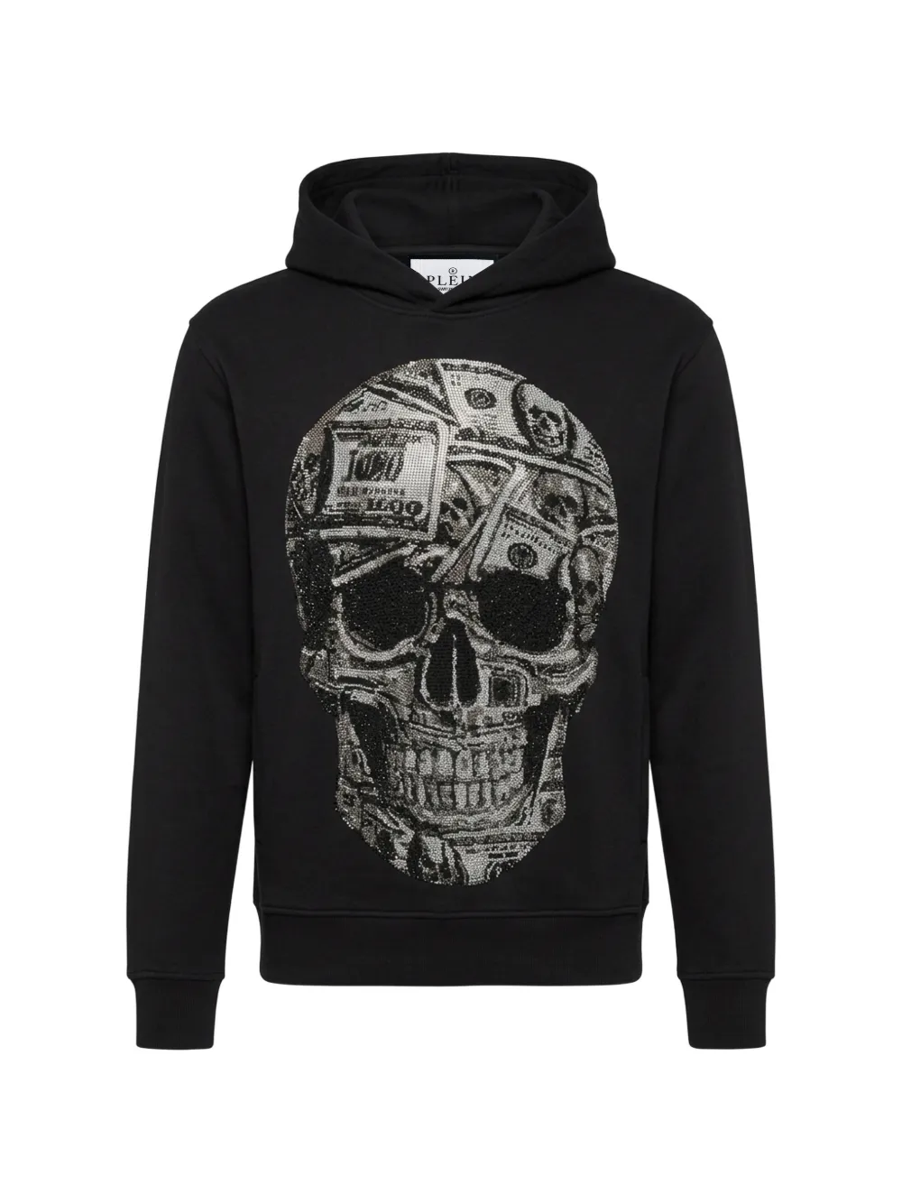 Philipp Plein Hoodie verfraaid met kristallen en doodskop-patroon Zwart