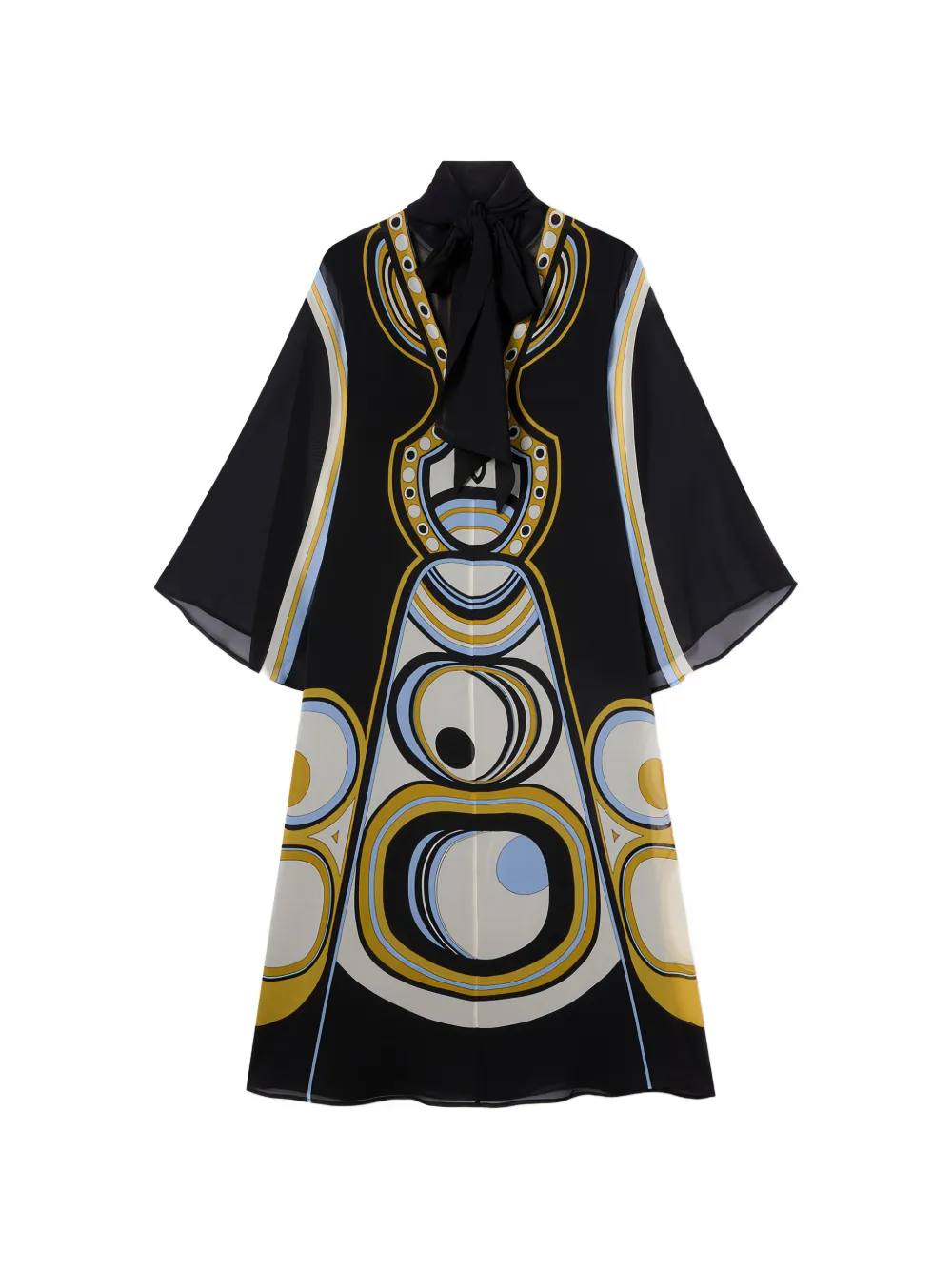 La DoubleJ Schleifenkleid mit geometrischem Print - Schwarz