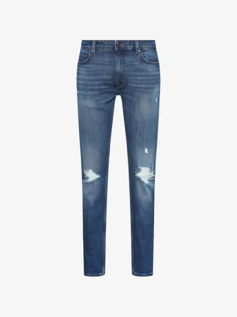 BOSS distressed whiskered jeans