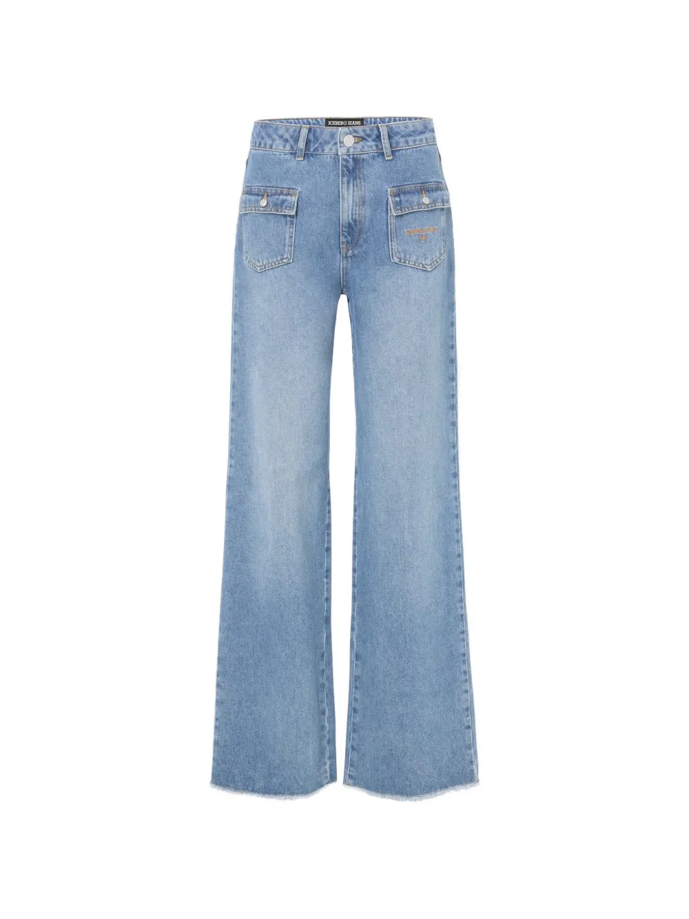 Iceberg patch-pocket frayed jeans - Blu