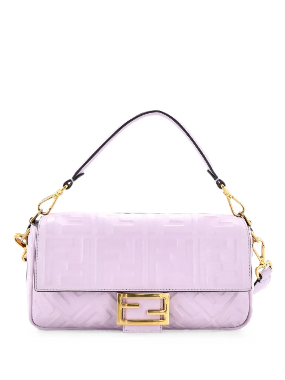 Fendi Pre-Owned Baguette NM Bag Zucca Embossed Leather Medium crossbody bag - Purple