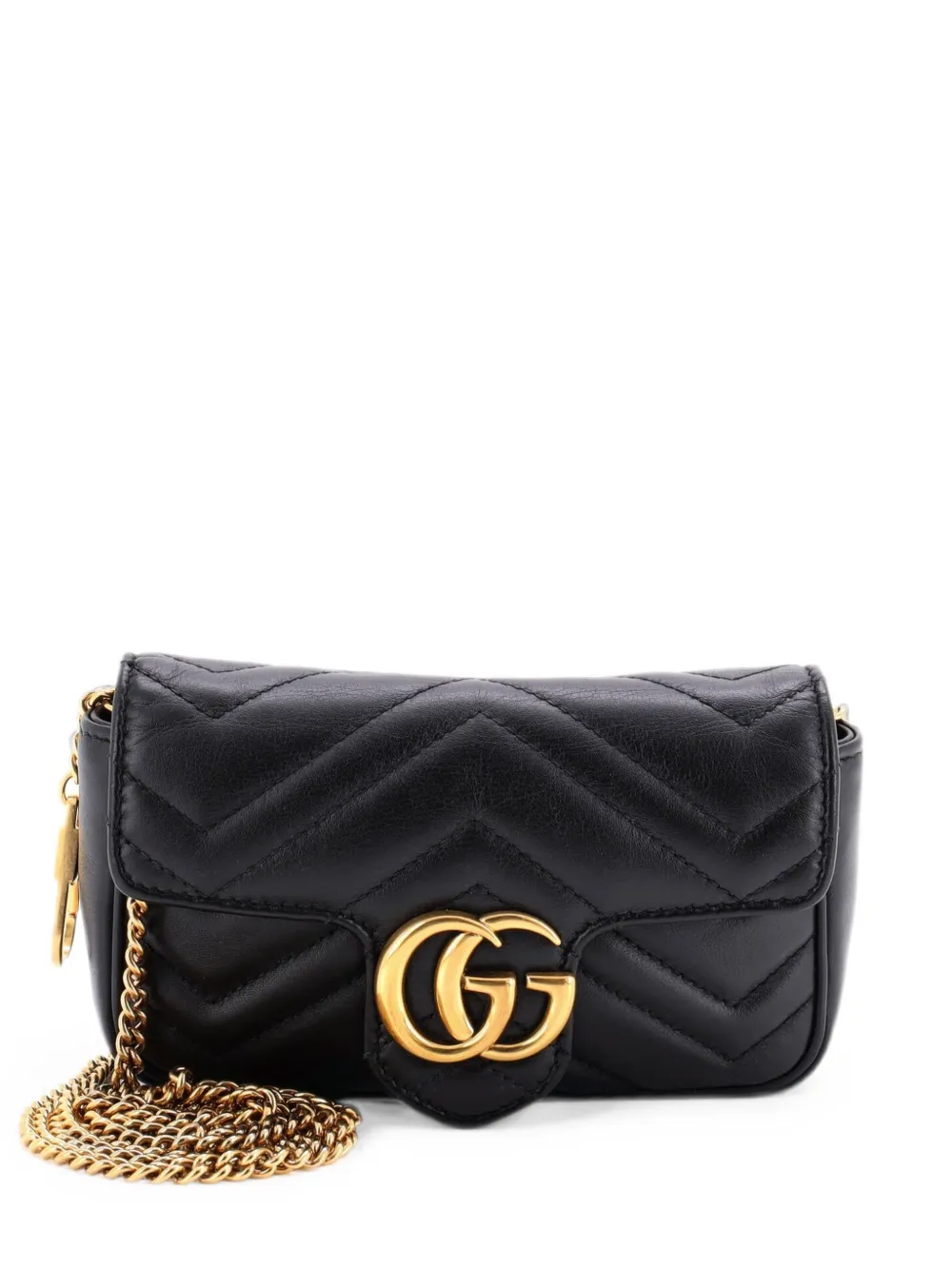 Gucci Pre-Owned Borsa a tracolla GG Marmont super mini in pelle matelassè con battente - Nero