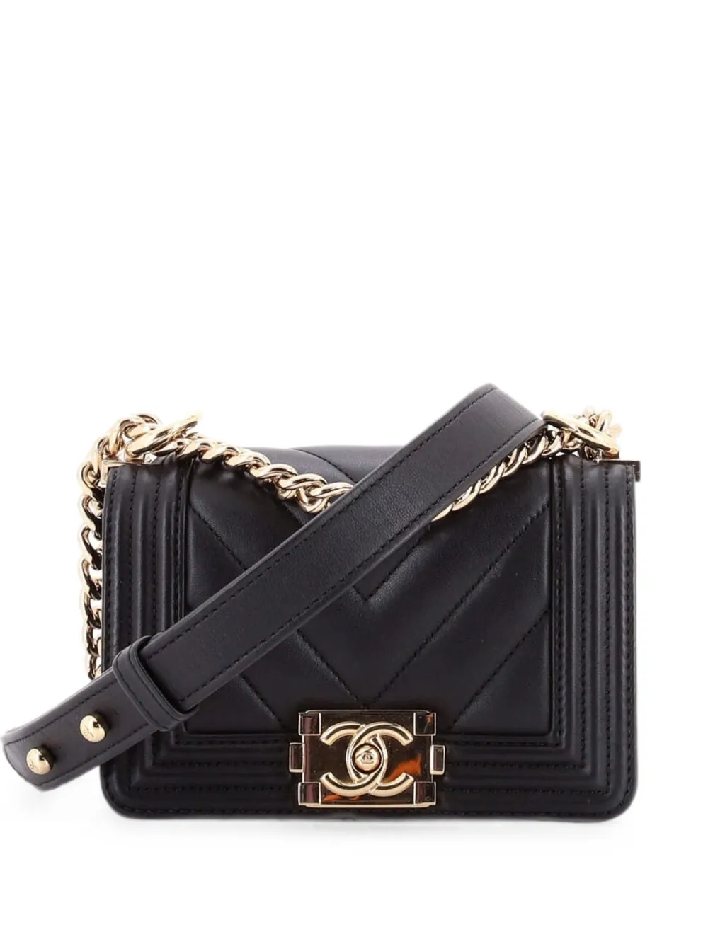 CHANEL Pre-Owned Boy Flap Bag Chevron Lambskin Mini shoulder bag - Black