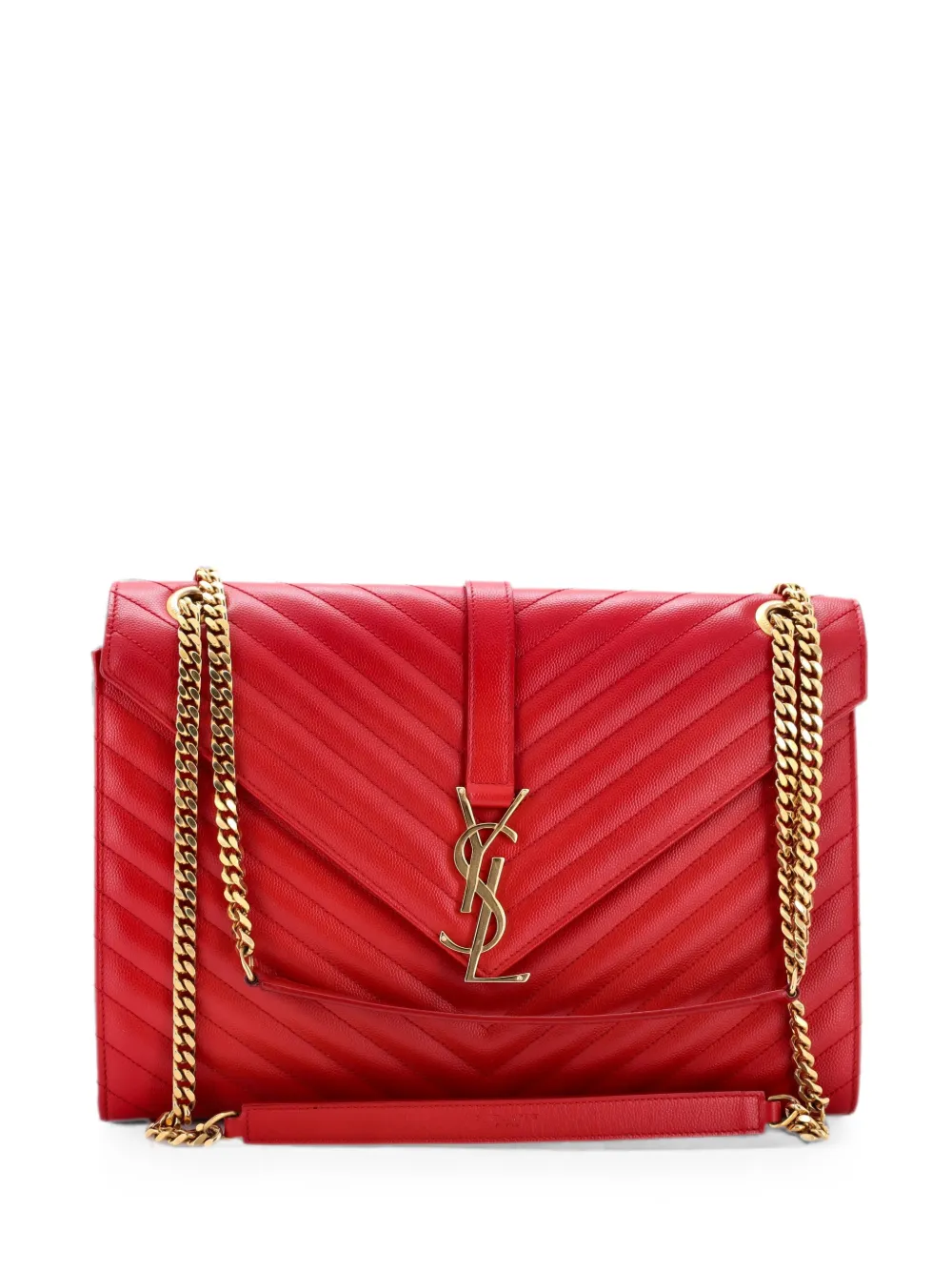 Saint Laurent Pre-Owned Classic Monogram Envelope Satchel Matelasse Chevron Leather Large shoulder bag - Red