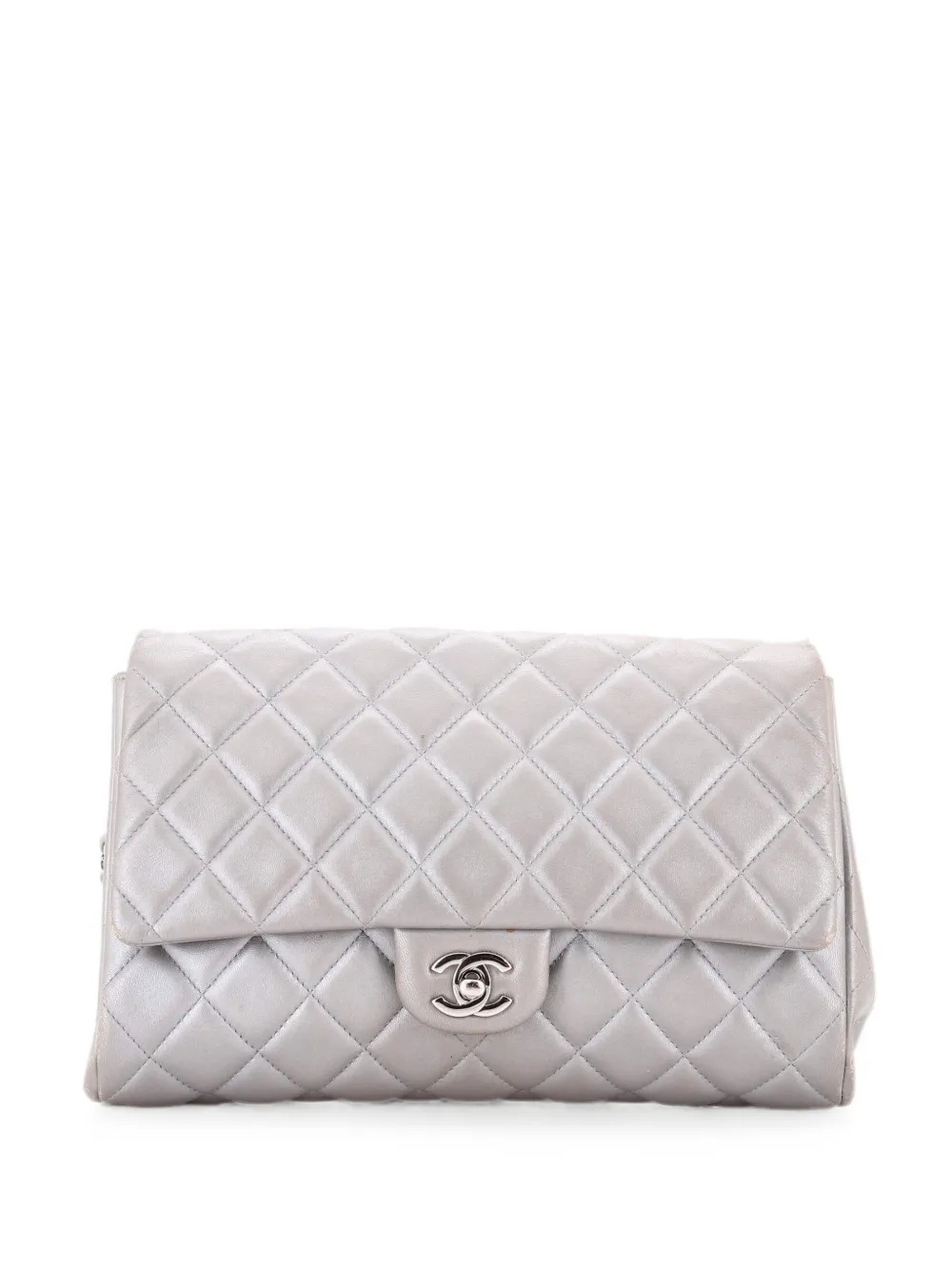 CHANEL Pre-Owned with Chain Quilted Lambskin clutch bag - Grey