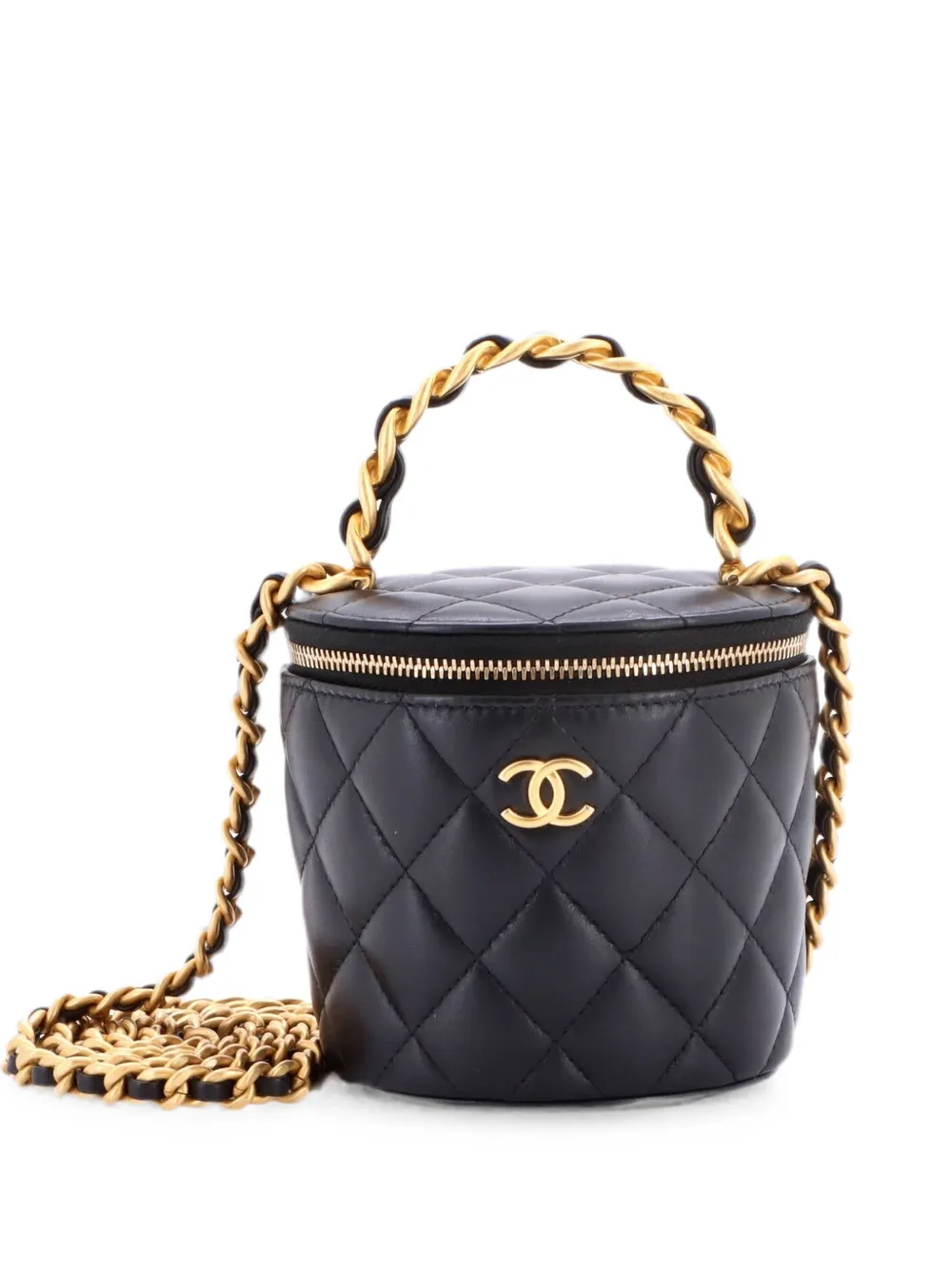 CHANEL Pre-Owned Afternoon Tea Vanity Bucket Bag Quilted Lambskin Mini satchel - Black